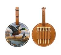 JTKREZ Hunting Flying Wild Ducks by The Lake Support de tee de golf en cuir PU pour golfeur, homme et femme, marron