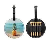 JTKREZ Pineapple by The Sea Porte-tee de golf imprimé en cuir synthétique pour golfeur, homme et femme, noir