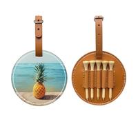 JTKREZ Pineapple by The Sea Porte-tee de golf imprimé en cuir synthétique pour golfeur, homme et femme, marron