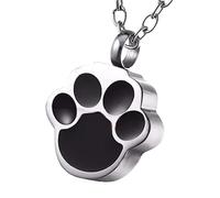 JTKSSCS Bijoux de Crémation en Forme Bijoux commémoratifs avec patte d'animal de compagnie, collier d'urne imprimé, porte-cendres, pendentif souvenir crémation for femmes et hommes(Gold-Engrave back)