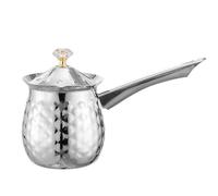 JTKSSCS Cafetière Cafetière turque polyvalente fabriquée à la main, poignée stable, couvercle de pichet fondant, chauffage en acier inoxydable(Silver-600ml)