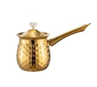 JTKSSCS Cafetière Cafetière turque polyvalente fabriquée à la main, poignée stable, couvercle de pichet fondant, chauffage en acier inoxydable(Gold-400ml)