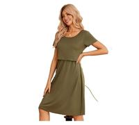 JTKSSCS Chemise De Nuit Maternité Robe de Nuit d'allaitement 2 en 1 for Femmes Enceintes, Chemise de Nuit d'été à Manches Courtes, for maternité(Green,XX-Large)