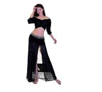 JTKSSCS Costume Danse Orientale Ensemble Haut sans Bretelles et Jupe de Danse du Ventre for Adultes, vêtements d'entraînement for Femmes, Costume de Danse for débutants, Cours de Performance(Black,M)