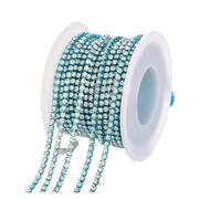 JTKSSCS Cristal Chaîne Rouleau 1/10Yard Rhinestone Chain Glitter Crystal Sew on Glue on Rhinestones for Clothes DIY Garment Accessories Trim Cup Chain(Aquamarine Crystal,10 Yards_SS6 2MM)