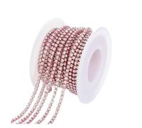 JTKSSCS Cristal Chaîne Rouleau 1/10Yard Rhinestone Chain Glitter Crystal Sew on Glue on Rhinestones for Clothes DIY Garment Accessories Trim Cup Chain(Light Rose Crystal,1 Yard_SS8 2.5MM)