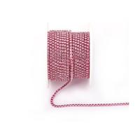 JTKSSCS Cristal Chaîne Rouleau Arrival Colorful Rhinestone Chains Dense Fancy Chain Apparel Sewing Glass Rhinestone Cup Chain with Colorful Base(Rose,SS6(2mm)-10yards)