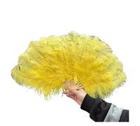 JTKSSCS Eventail de Danse en Plumes Éventail Pliable à Main Naturel 70 x 40 cm for Accessoires de Spectacle Carnaval sur scène soirée dansante(Yellow,2 PCS 70cmx40cm)