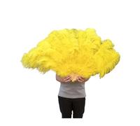 JTKSSCS Eventail de Danse en Plumes Grand éventail à Plumes 13 Barres Plumes Éventail Pliable for Carnaval Fête Festival Opéra Tenant des Accessoires Accessoire de décoration(Yellow,2 PCS)