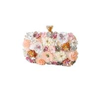 JTKSSCS Femmes Floral Soirée Pochette florale perlée faite à la main, sac de banquet élégant for robes de dames, sac à main en strass(Champagne)