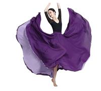 JTKSSCS Jupe de Danse Jupe trapèze en Mousseline de Soie Double Face for Femme, Jupe de Danse Classique à 540/720 degrés, Costume de Danse du Ventre, Jupe Longue de scène(14 720 Degree,85cm)