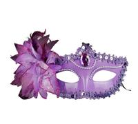 JTKSSCS Masque Avec Plumes Masque de danse en diamant, plumes, fleurs, mariage, carnaval, spectacle, costume, masque femme sexy, mascarade(PURPLE)