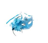 JTKSSCS Masque Avec Plumes Masque de danse en diamant, plumes, fleurs, mariage, carnaval, spectacle, costume, masque femme sexy, mascarade(Blue)