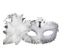 JTKSSCS Masque Avec Plumes Masque de danse en diamant, plumes, fleurs, mariage, carnaval, spectacle, costume, masque femme sexy, mascarade(WHITE)
