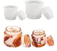 JTKSSCS Moule Jesmonite 2 moules en résine de Bougie Pot Silicone avec des couvercles, boîte Rangement Bijoux à bricoler soi-même, Artisanat