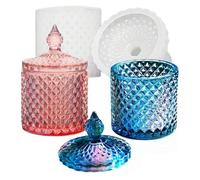 JTKSSCS Moule Jesmonite Box Resin Mold with Lid, Silicone Jar 3D Storage Jewelry Candle Holder Container Mould for Craft Decor
