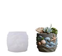 JTKSSCS Moule Jesmonite Plante succulente Pot de Fleurs résine Silicone Moule Coquille étoile mer boîte Rangement Bougie Tasse Gypse Ciment