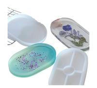 JTKSSCS Moule Jesmonite Plateau Plat Moule Rond carré Rectangle Dessous de Verre Silicone Ciment plâtre Bijoux Stockage décor à la Maison(Flower Pattern)