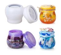 JTKSSCS Moule Jesmonite Pot de Pudding, Bouteille Rangement, Moule en résine Silicone avec Couvercle, bougeoir, boîte Moulage for Outil Bijouterie à Faire soi-même, 1 pièces(Storage 07)
