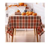 JTKSSCS Nappe Noel Autumn and Winter Rectangular Tablecloth, Halloween, Thanksgiving, Rust Red Checkered Theme for Restaurant and Kitchen Parties(100x140cm)