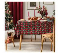 JTKSSCS Nappe Noel Christmas Tablecloth Green Plaid Snowflake Cotton Linen Rectangular Table Cover Navidad Noel New Year Dining Decor(Green Snow Flower GR,140x160cm)