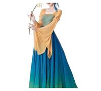 JTKSSCS Robe Danse Jupe Longue Fluide 720 degrés for Femme, Tenue d'entraînement for Danser, Costume Classique en Mousseline(Top and Skirt 2pcs,S)