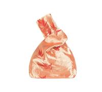 JTKSSCS Sac à Nœud Poignet Femme Mini pochette de poignet for femmes, sac brodé de feuilles, nœud, poignée supérieure, porte-clés, sac à main en Satin doux for téléphone Portable, acheteur(Color-D)