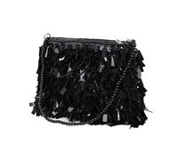 JTKSSCS Sac Plume SoiréE Pochette tendance for femme, grande capacité, sac à main à paillettes brillantes, sac de dîner élégant à paillettes, sac de soirée, rendez-vous(Black)