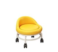 JTKSSCS Tabouret Bas à roulettes Tabouret à roulettes Rond Bas Polyvalent avec roulettes Tabouret à poulie de Maquillage avec Dossier for Garage Salon de Coiffure Bibliothèque Salon Bureau(Yellow)