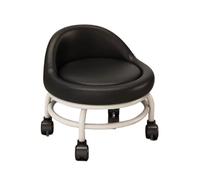 JTKSSCS Tabouret Bas à roulettes Tabouret à roulettes Rond Bas Polyvalent avec roulettes Tabouret à poulie de Maquillage avec Dossier for Garage Salon de Coiffure Bibliothèque Salon Bureau(Black)