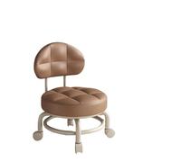 JTKSSCS Tabouret Bas à roulettes Tabouret Bas Rond à roulettes avec roulettes pivotant à 360 ° avec Dossier à poulie for Cuisine, Salon de Coiffure, bibliothèque, Salon, Garage(Coffee)