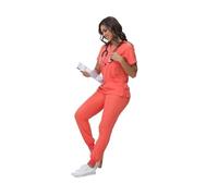 JTKSSCS Tenue Medicale Femme Uniforme de Gommage, Uniforme médecin et d'infirmière, Ensemble Services dentaires pédiatriques à séchage Rapide(Orange,S)