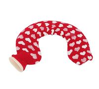 JTLB Bouillotte en forme de U de 1 l avec housse douce pour le cou et les épaules, idéale pour les voyages - Bouillotte avec injection d'eau (fond rouge, cœur blanc)