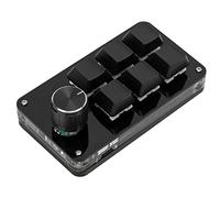 JTLB Clavier Mécanique à Une Main, Mini Clavier de Jeu Multifonction à 6 Touches, Clavier Programmable avec Bouton, Acrylique de Haute qualité, USB Plug and Play (Tout Noir)