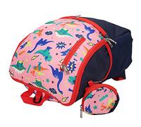 JTLB Dinosaure Cartable, Enfants Dessin Animé Dinosaure Motif Sac À Dos Enfant Mignon Voyage Portable Cartable (L) (Rose)