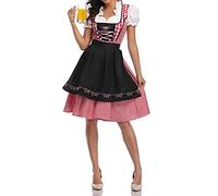JTLB Dirndl midi Costume traditionnel Oktoberfest Broderie Chemisier Tablier Robes Jupon Bière Sœur Restaurant Serveur Cosplay Serveuse Costume de bière Fille