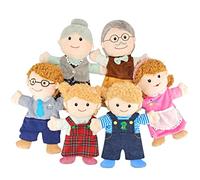 JTLB Ensemble de Marionnettes à Main en Peluche Douce de 11.8 Pouces, 6 Pièces, Marionnettes à Doigts pour Membres de la Famille, Conte éducatif Précoce pour (Grand-père + Grand-mère
