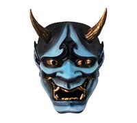 JTLB Halloween Cosplay Japonais Couverture du Visage Résine Horreur Visage Esprit Démon Couverture Visage Scène Performance Accessoires de Fête Décor (Bleu)