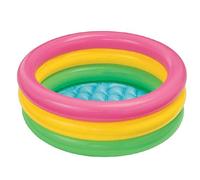 JTLB Piscine gonflable ronde en PVC avec pompe arc-en-ciel 60 cm, 90 cm, 114 cm, jouet d'eau durable pour l'extérieur, avec 3 chambres à air et (60 cm)
