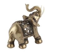 JTLB Statue d'éléphant Feng Shui, statue d'éléphant élégante de couleur dorée, figurine de sagesse et de prospérité, pour décoration de maison et de bureau (taille moyenne 35,6 x 38,1 cm)