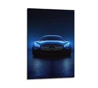 JTLFXY Poster de voiture de sport GT coupé avec lumières LED et scène de nuit bleue - Poster décoratif sur toile - Poster et image d'art moderne pour chambre à coucher - 20 x 30 cm