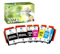 JTM 202XL Lot de 6 cartouches d'encre pour Epson 202XL 202 pour Epson Expression Premium XP-6100 XP-6000 XP-6005 XP-6105 XP-6001 (2 noires, 1 photo noire, 1 cyan, 1 magenta, 1 jaune
