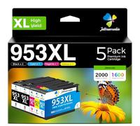 JTM 953XL Cartouche d'encre pour HP 953 XL Noir XL Multipack 953 Encre pour HP Officejet Pro 7720 7740 8710 8730 8720 8725 8715 7730 8210 8218 8718 8728 8744 0 (lot de 5). )