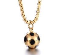 JTMKYO 1 collier doré avec pendentif en forme de ballon de football en acier inoxydable - Collier à pendentif en forme de ballon de football - Bijoux tendance et polyvalents - Cadeau d'anniversaire