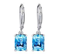 JTMKYO 1 paire de boucles d'oreilles pendantes en zircone bleu océan pour femme