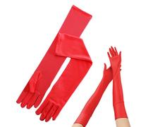 JTMKYO Gants Longs en Satin Pour Femme - Rouges, 53cm - Idéal Pour Opéra, Soirée et Mariage