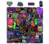 JTMKYO Lot de 100 autocollants décoratifs néon imperméables, graffiti, décorations de tasses à eau, adaptés pour ordinateurs portables, bagages, etc.