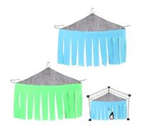 JTMKYO Lot de 2 hamacs pour cochon d'Inde avec 6 crochets - Accessoire de cage - Cachette en tissu - Hamac petit pour lapin et hamster (bleu, vert)