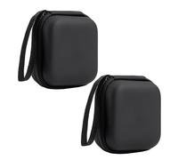 JTMKYO Lot de 2 sacs de rangement carrés pour écouteurs - Étui de protection avec cordon noir - Facile à transporter - Convient pour le rangement des écouteurs, des câbles de données (9 x 9 x 4,5 cm)