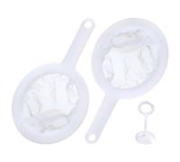 JTMKYO Lot de 2 tamis fins avec manche long et embout presse à filtre en 1 pièce, passoire à mailles fines, passoire de cuisine en maille, passoire à mailles fines en plastique, passoire domestique